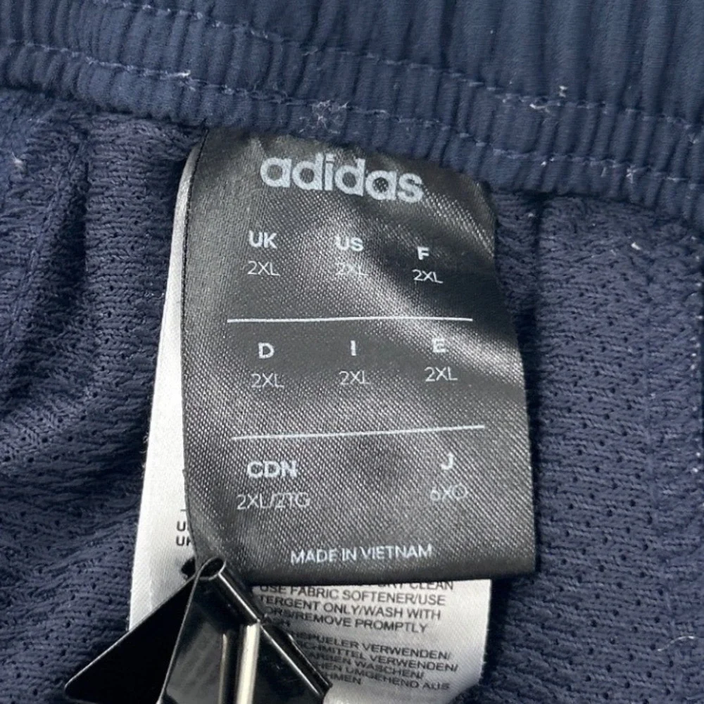 Adidas Mens Track Pants‎ 2XL Navy Blue 3-Stripe Mesh Lined Athletic Joggers